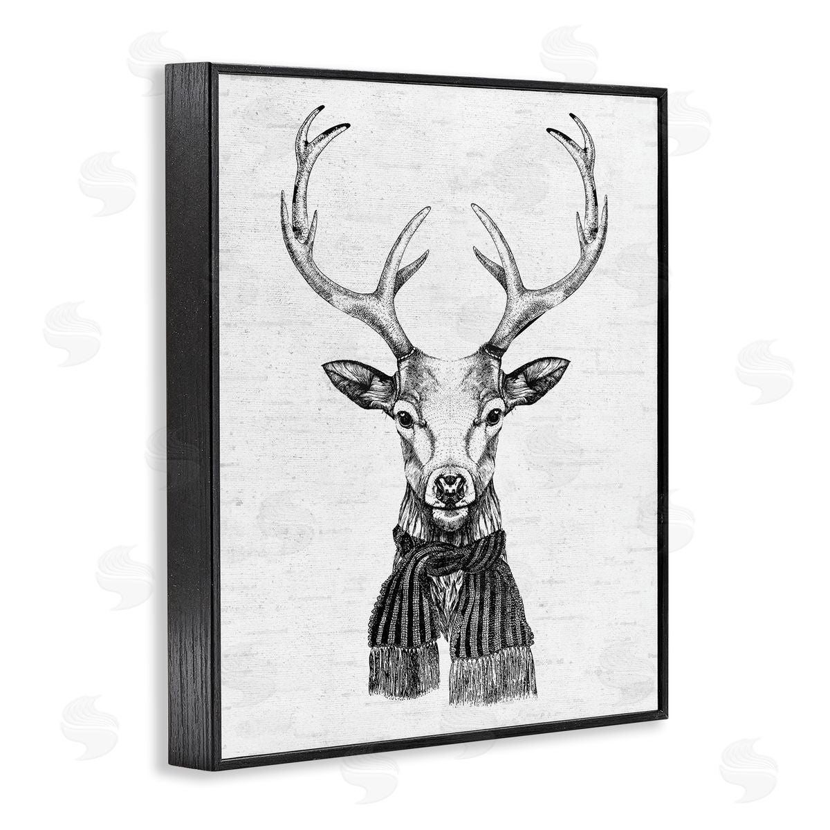 Monochrome Holiday Deer Black Frame Print Wall Art, Home Decor by Lettered and Lined