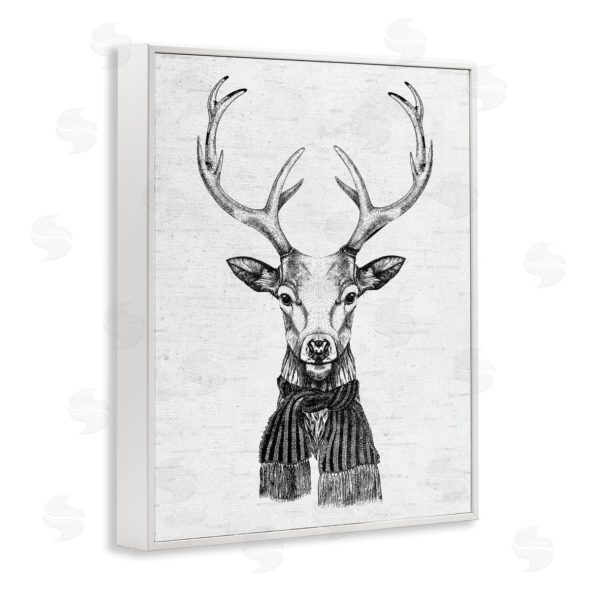 Monochrome Holiday Deer White Frame Print Wall Art, Home Decor by Lettered and Lined