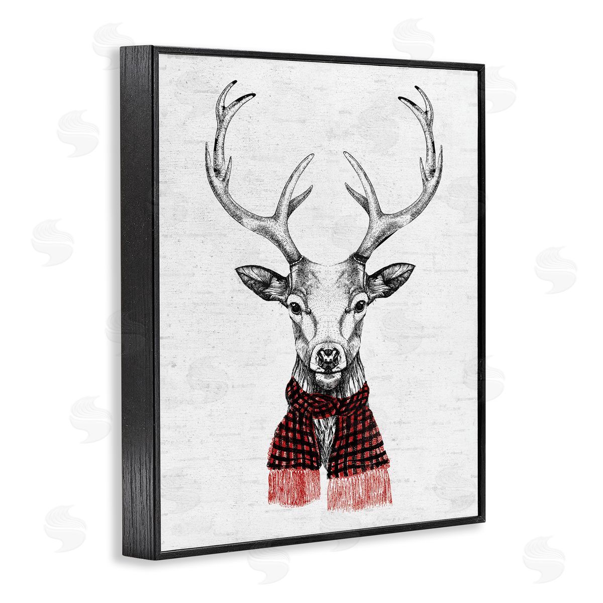 Holiday Deer with Scarf Black Frame Print Wall Art, Home Decor by Lettered and Lined