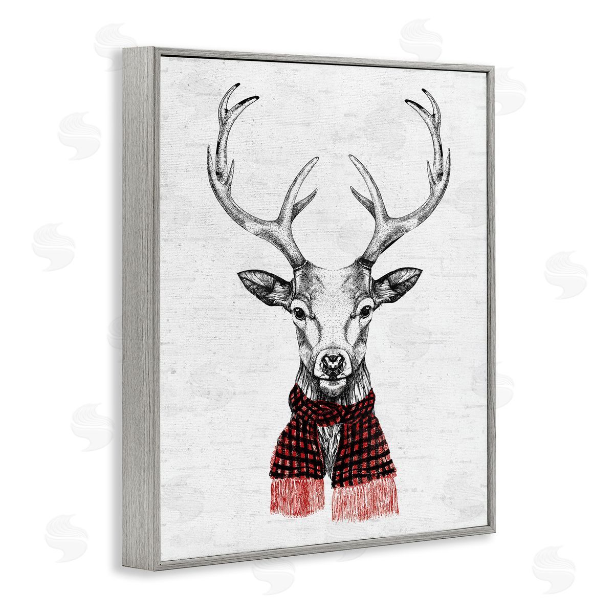 Holiday Deer with Scarf Grey Frame Print Wall Art, Home Decor by Lettered and Lined