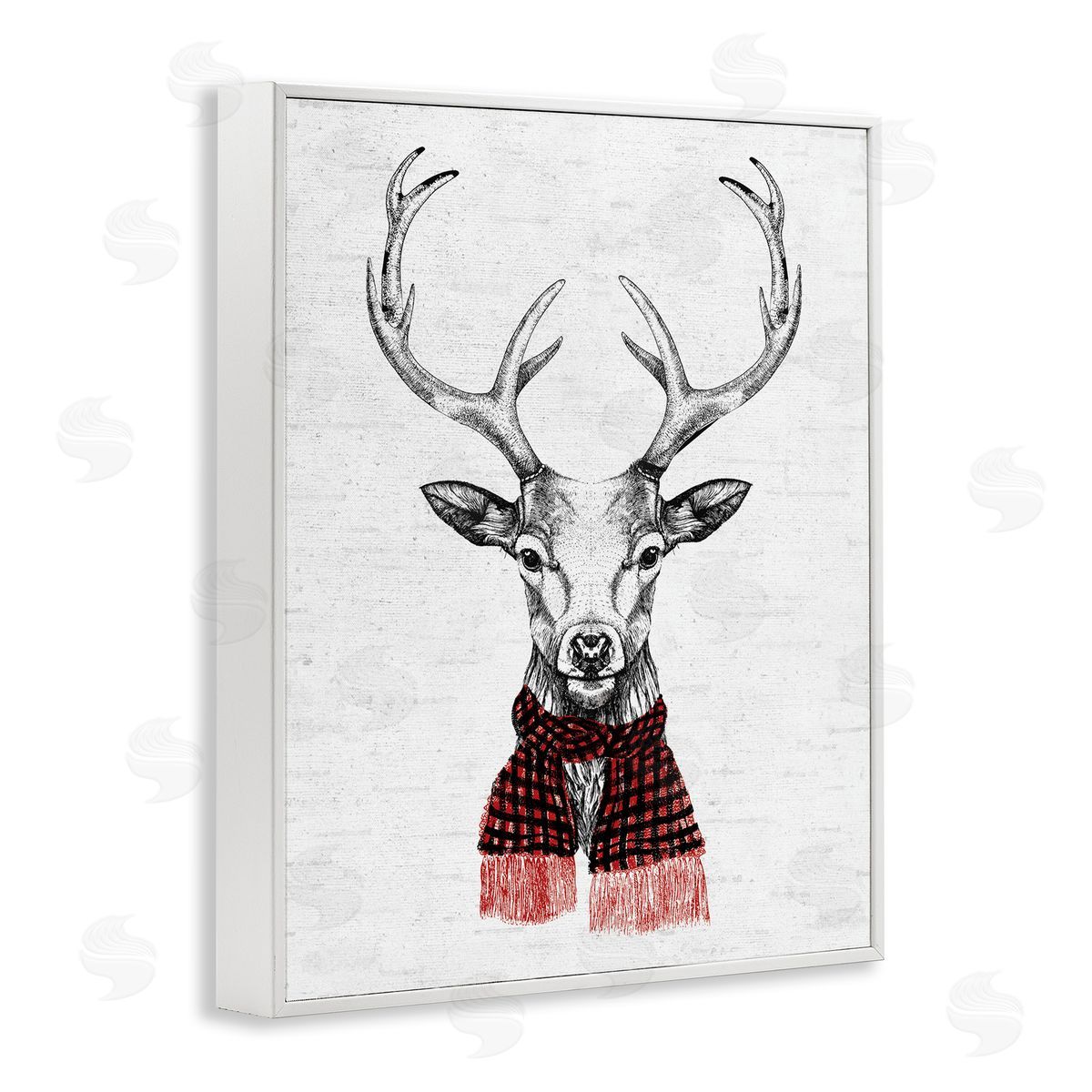 Holiday Deer with Scarf White Frame Print Wall Art, Home Decor by Lettered and Lined