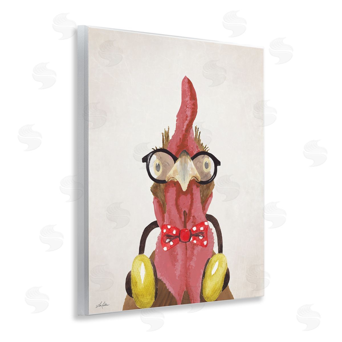Hipster Bird and Headphones Wood Plaque Wall Art, Home Decor by Lee Keller