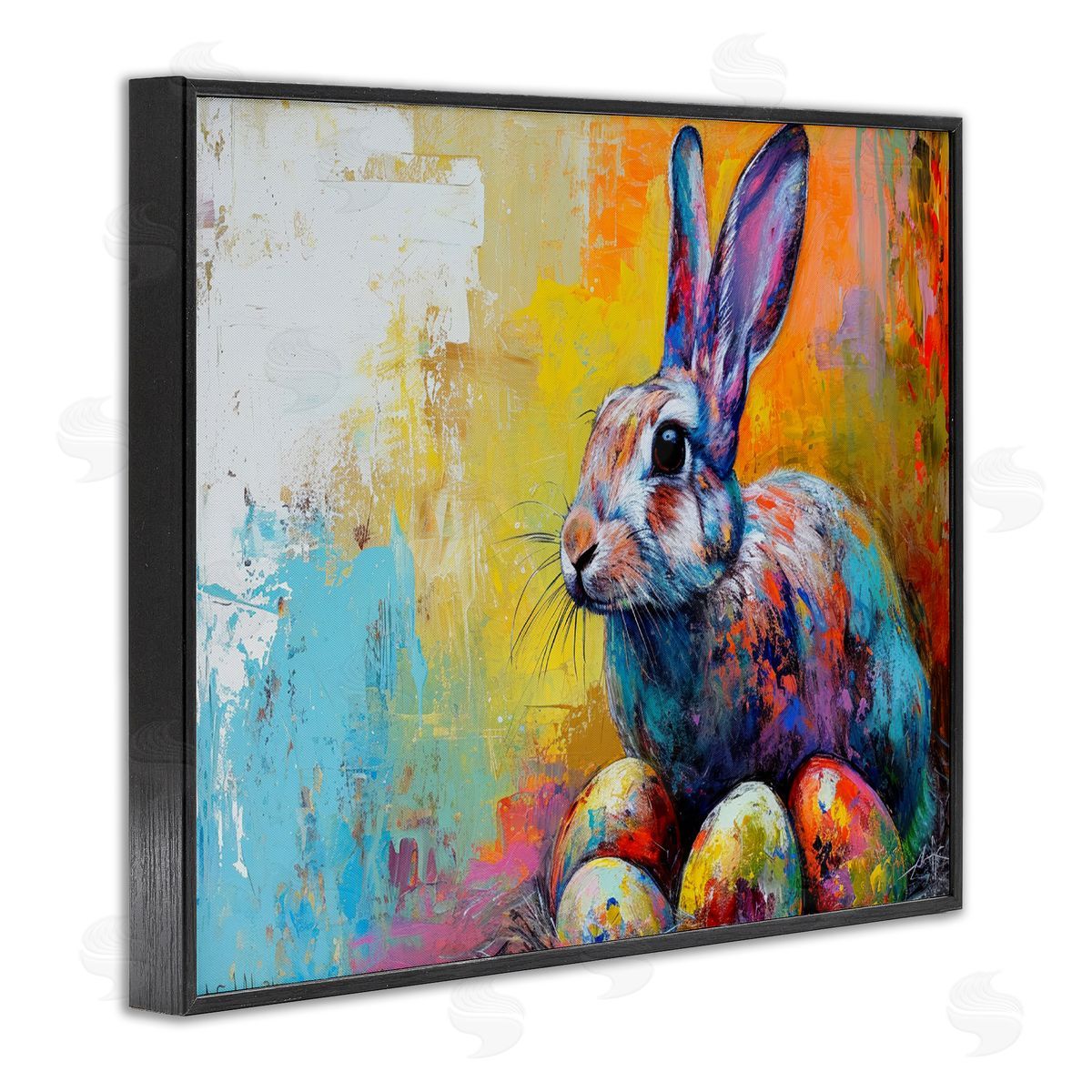 LSR Design Studio Easter Joy Abstract Black Framed Giclee Wall Art Print