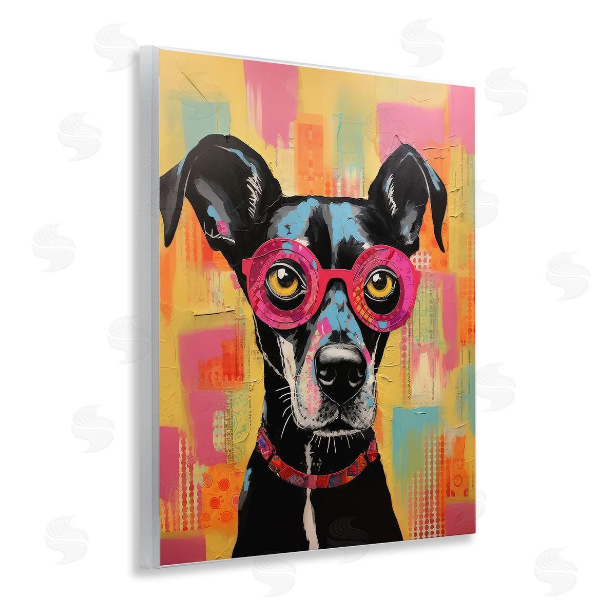 LSR Design Studio Dog with Fun Glasses Wooden Wall Plaque Art Print