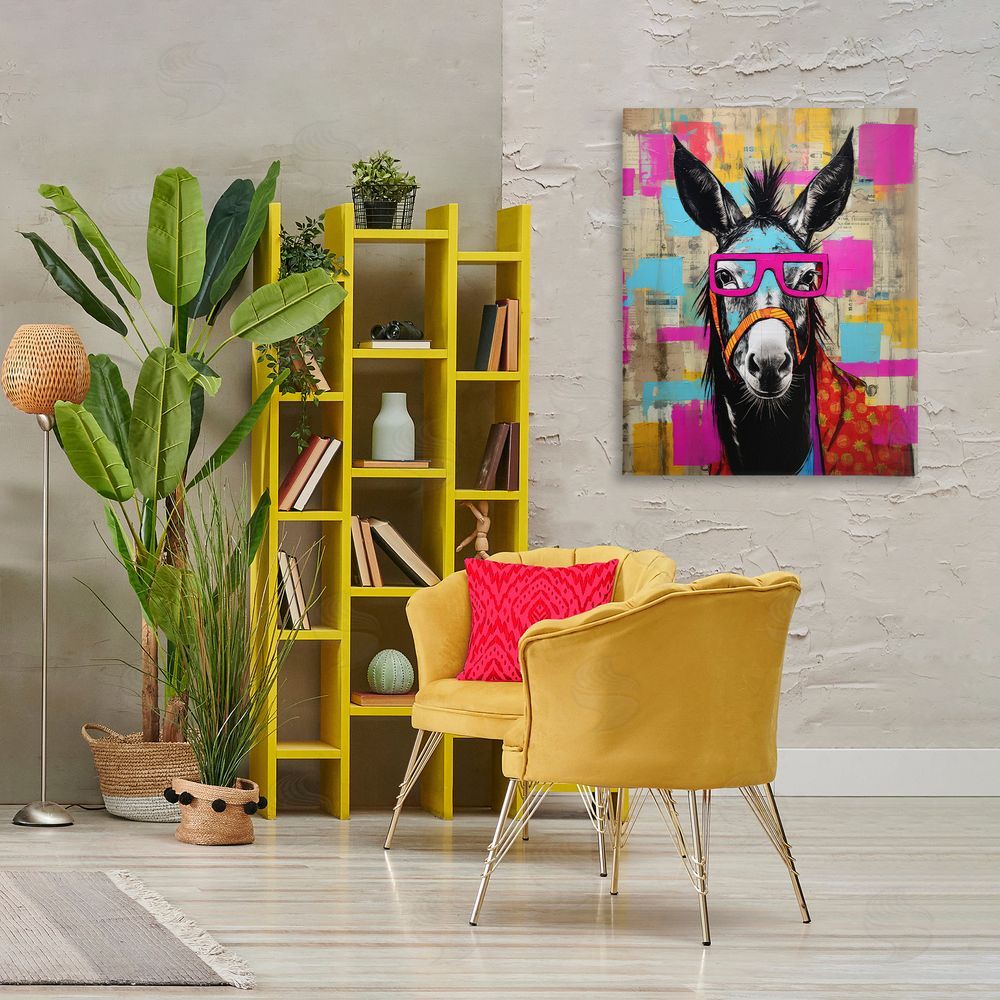 LSR Design Studio Quirky Spectacle Donkey Canvas Wall Art Print in Room