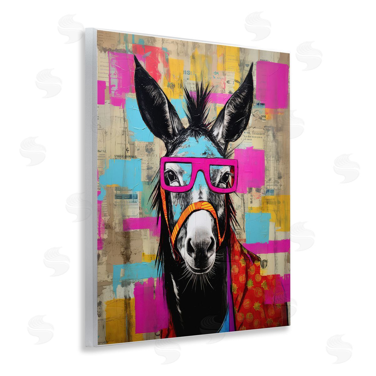 LSR Design Studio Quirky Spectacle Donkey Wooden Wall Plaque Art Print