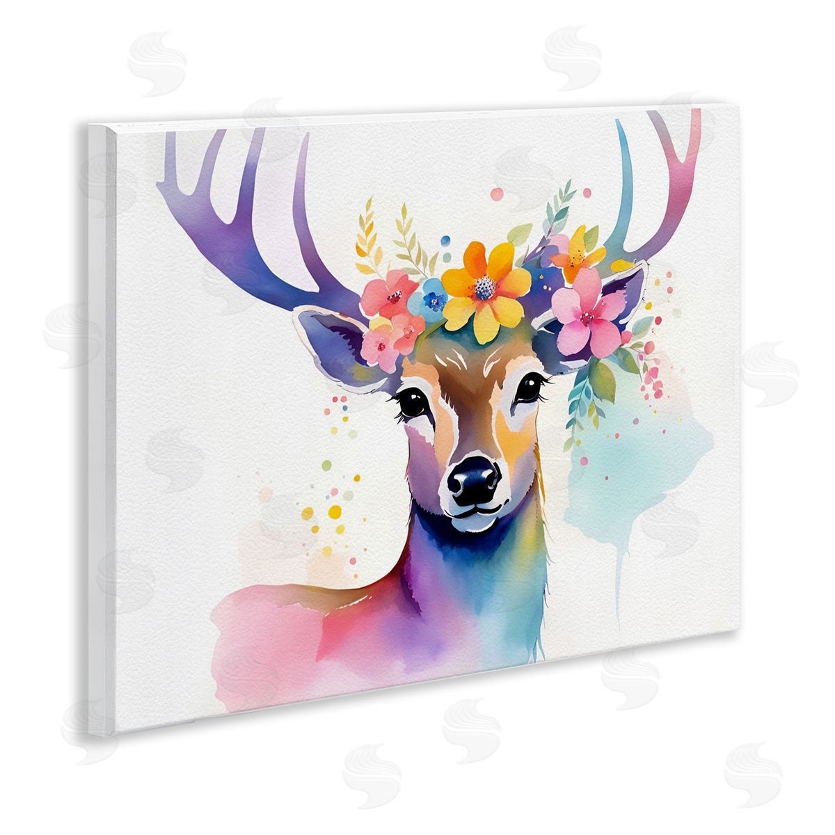 Floral Garland Deer Wood Plaque Wall Art, Home Decor by Amber Clarkson