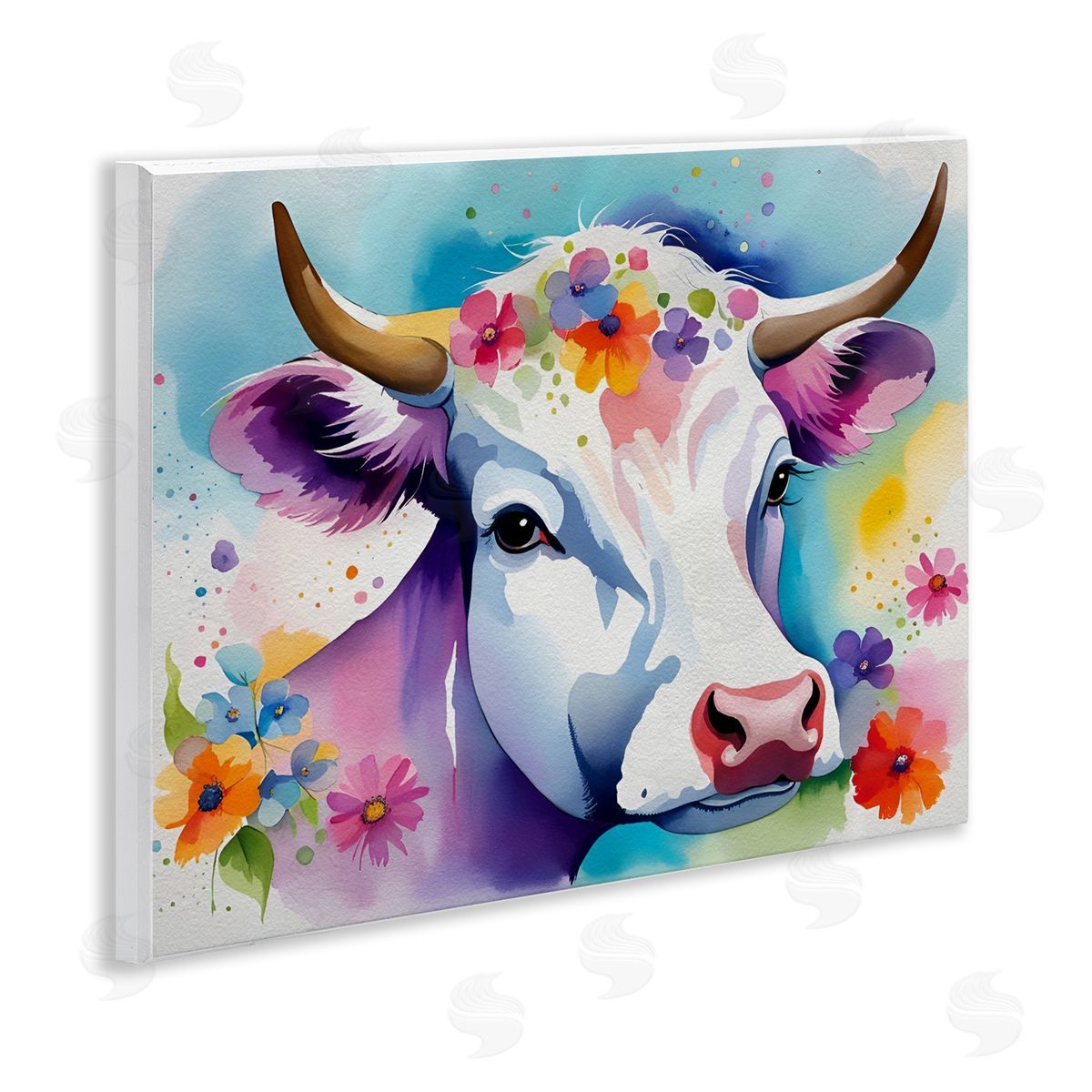 Flower Speckled Cow Wood Plaque Wall Art, Home Decor by Amber Clarkson