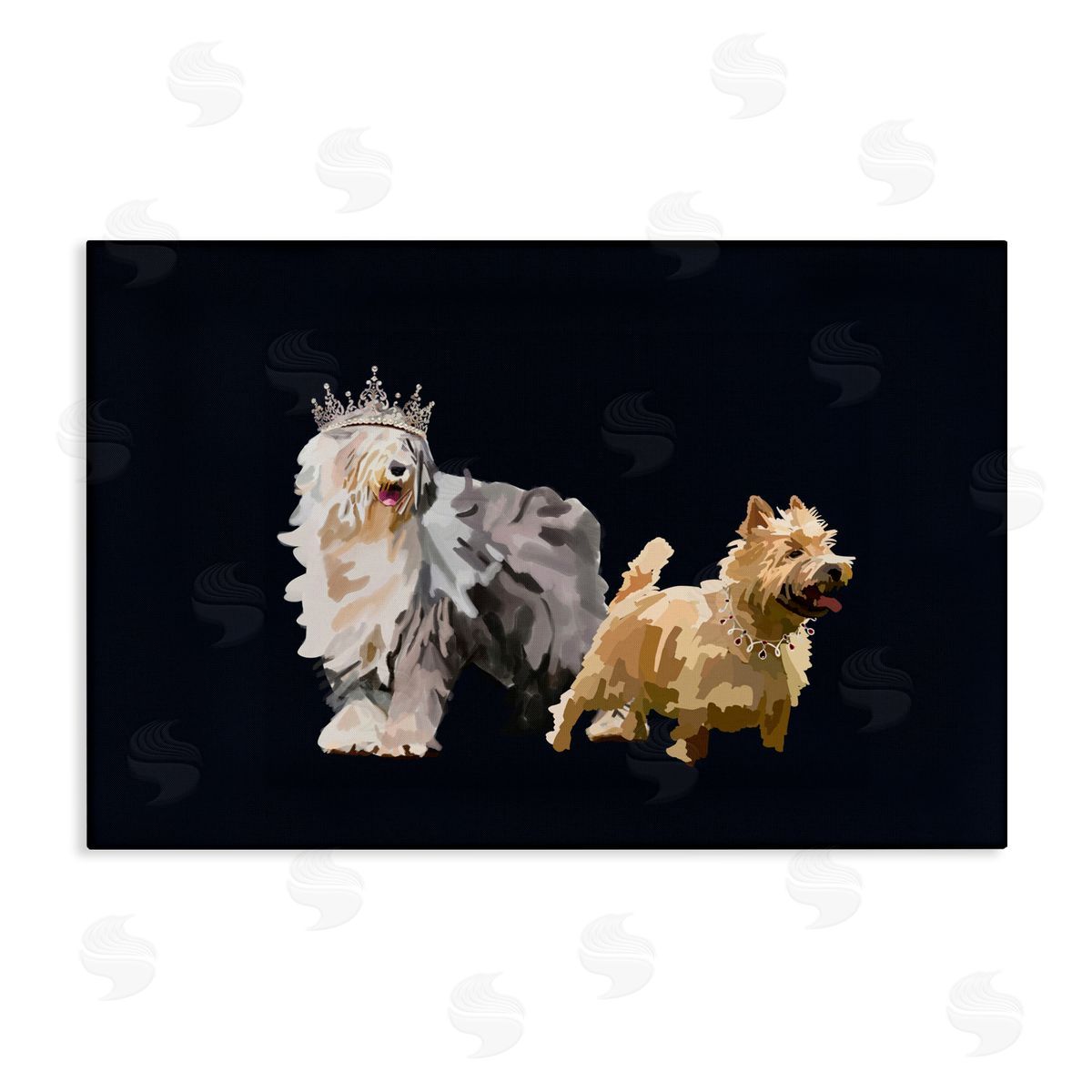 Dog Duo with Crowns Canvas Wall Art, Home Decor by Amelia Noyes
