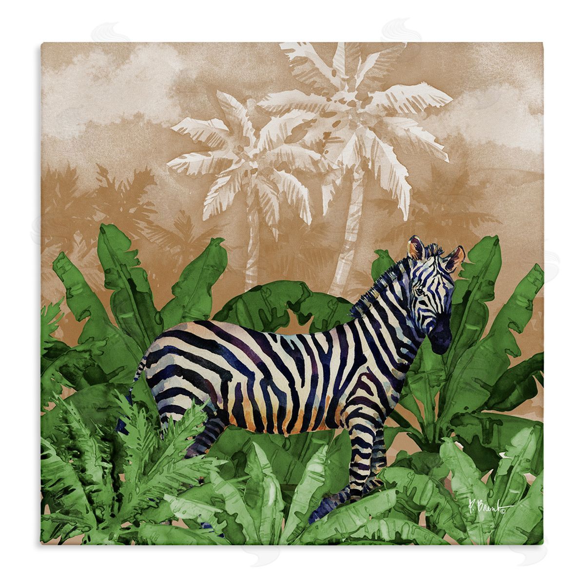 Jungle Life Zebra Canvas Wall Art, Home Decor by Paul Brent