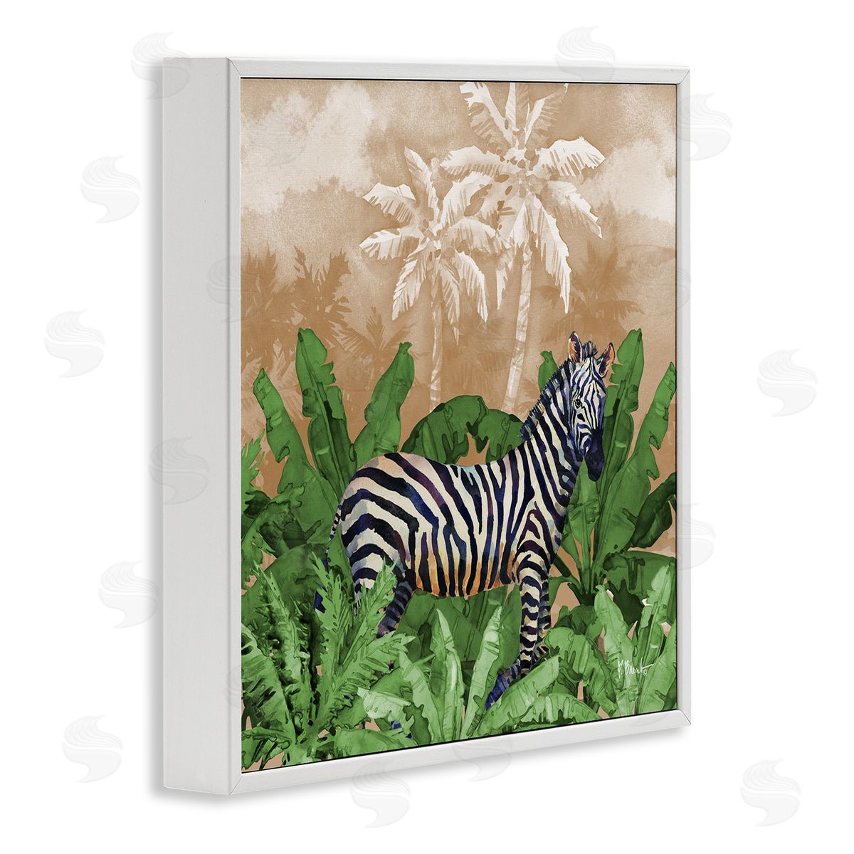 Jungle Life Zebra White Frame Print Wall Art, Home Decor by Paul Brent