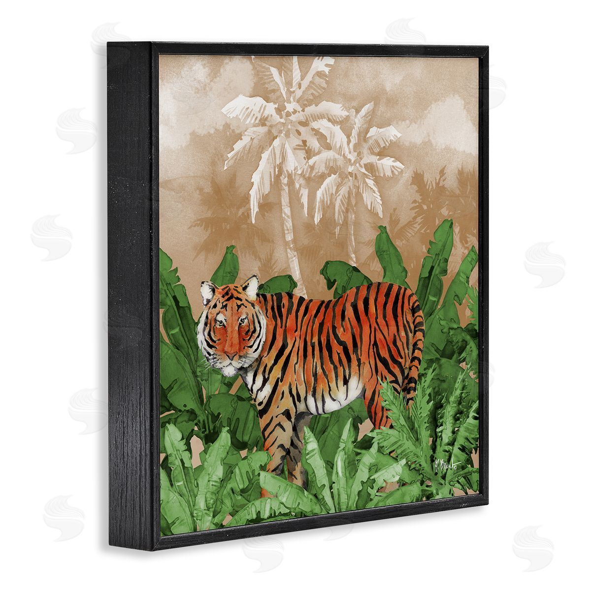 Jungle Life Tiger Black Frame Print Wall Art, Home Decor by Paul Brent