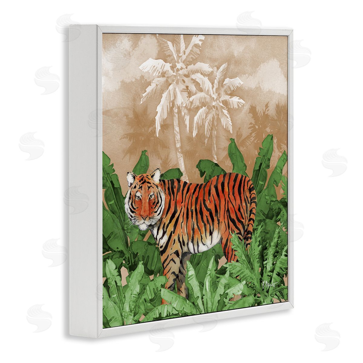 Jungle Life Tiger White Frame Print Wall Art, Home Decor by Paul Brent