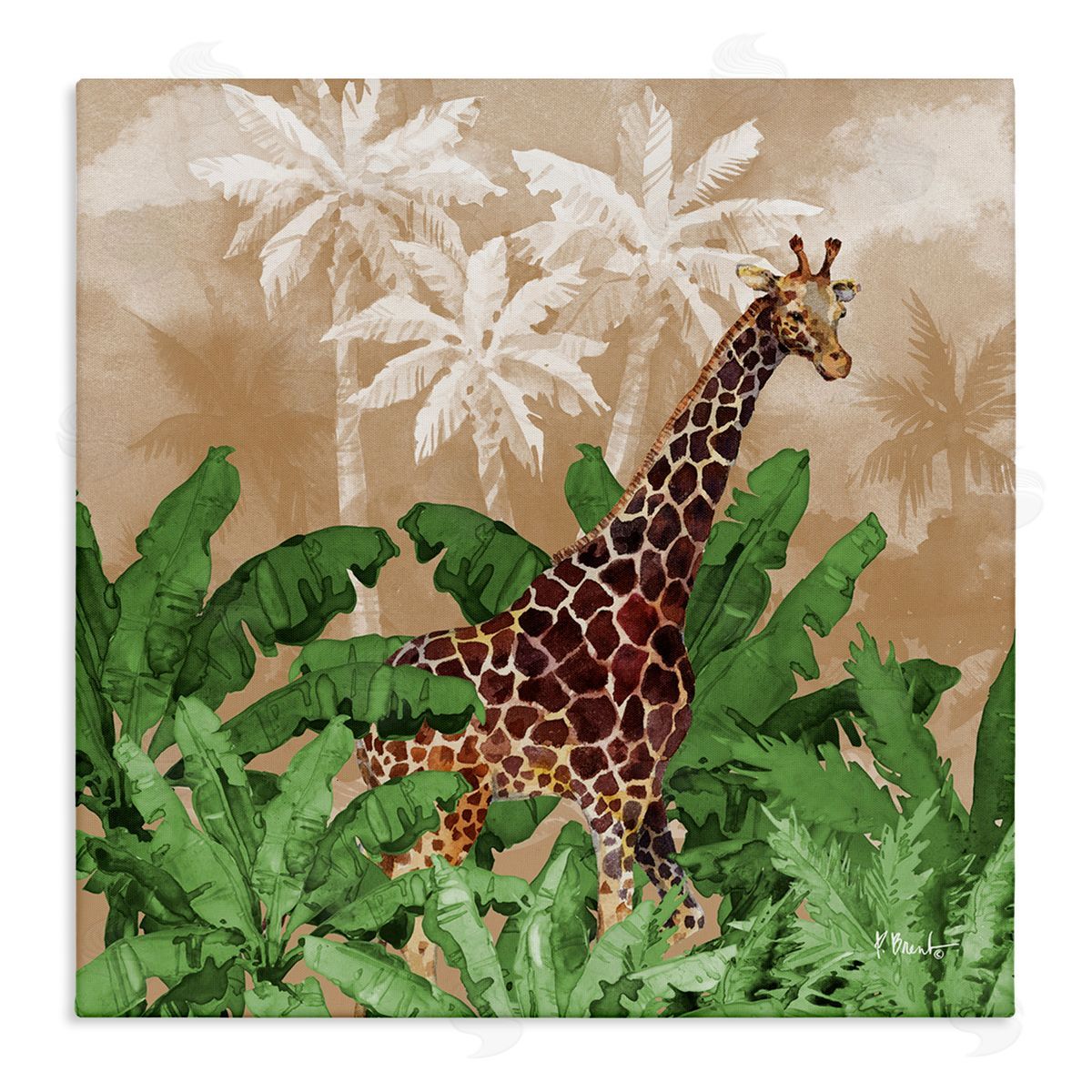 Jungle Life Giraffe Canvas Wall Art, Home Decor by Paul Brent