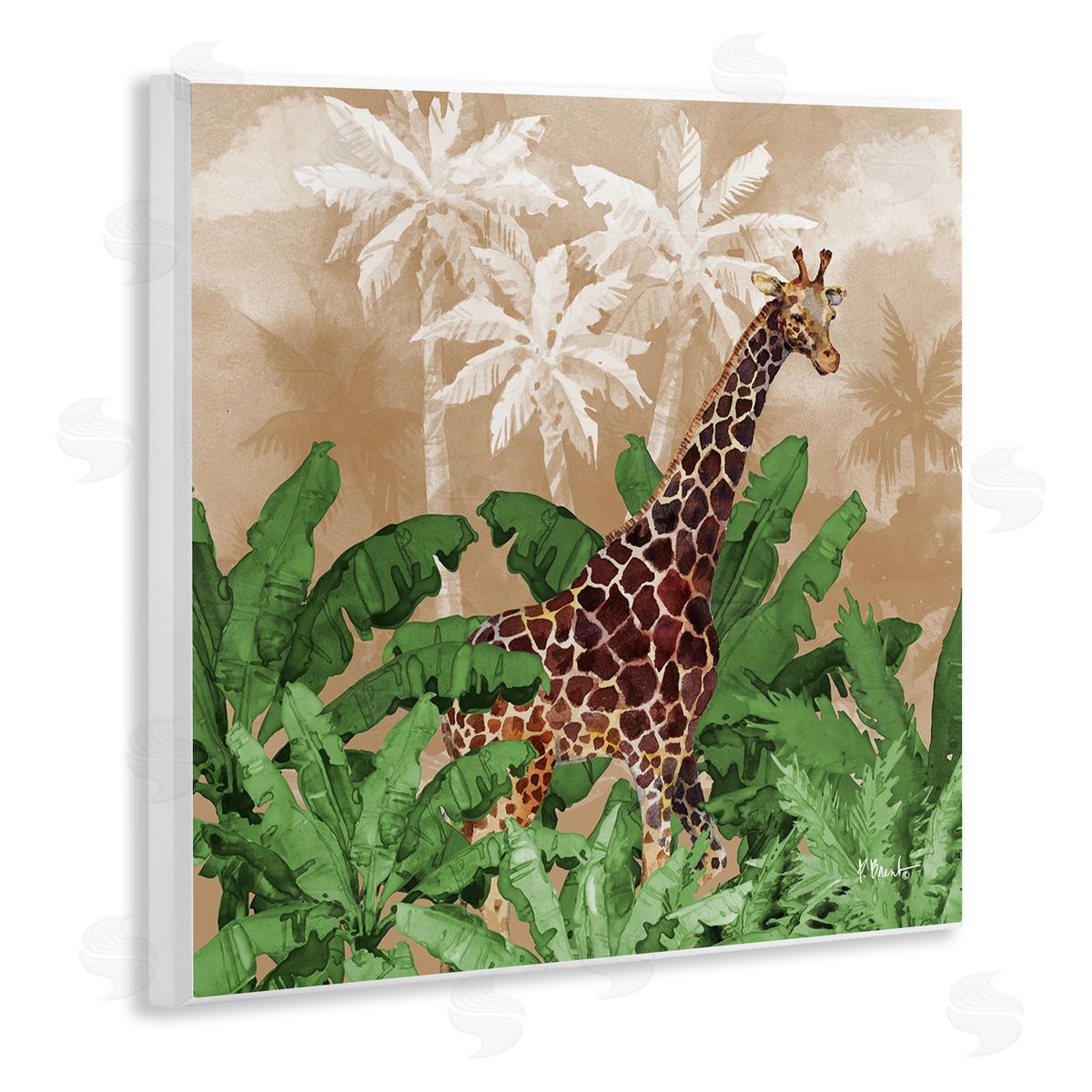 Jungle Life Giraffe Wood Plaque Wall Art, Home Decor by Paul Brent