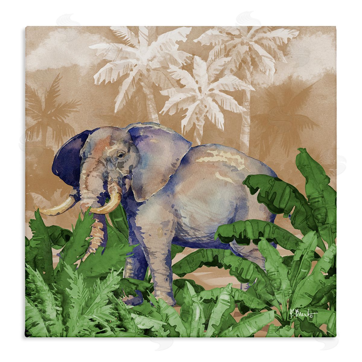 Jungle Life Elephant Canvas Wall Art, Home Decor by Paul Brent