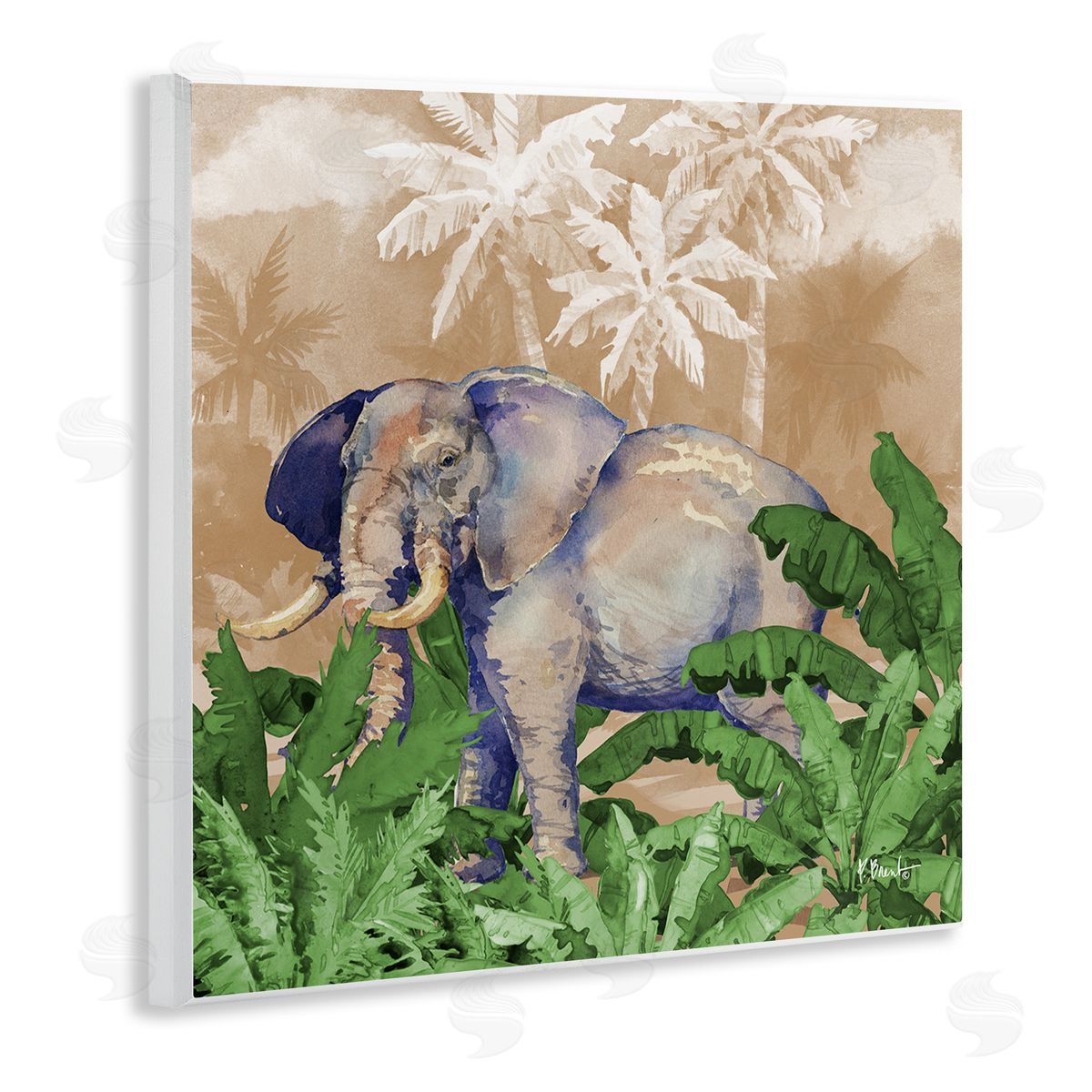 Jungle Life Elephant Wood Plaque Wall Art, Home Decor by Paul Brent