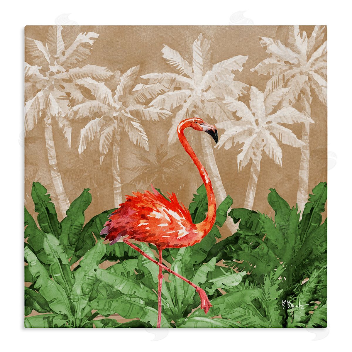 Jungle Life Flamingo Canvas Wall Art, Home Decor by Paul Brent