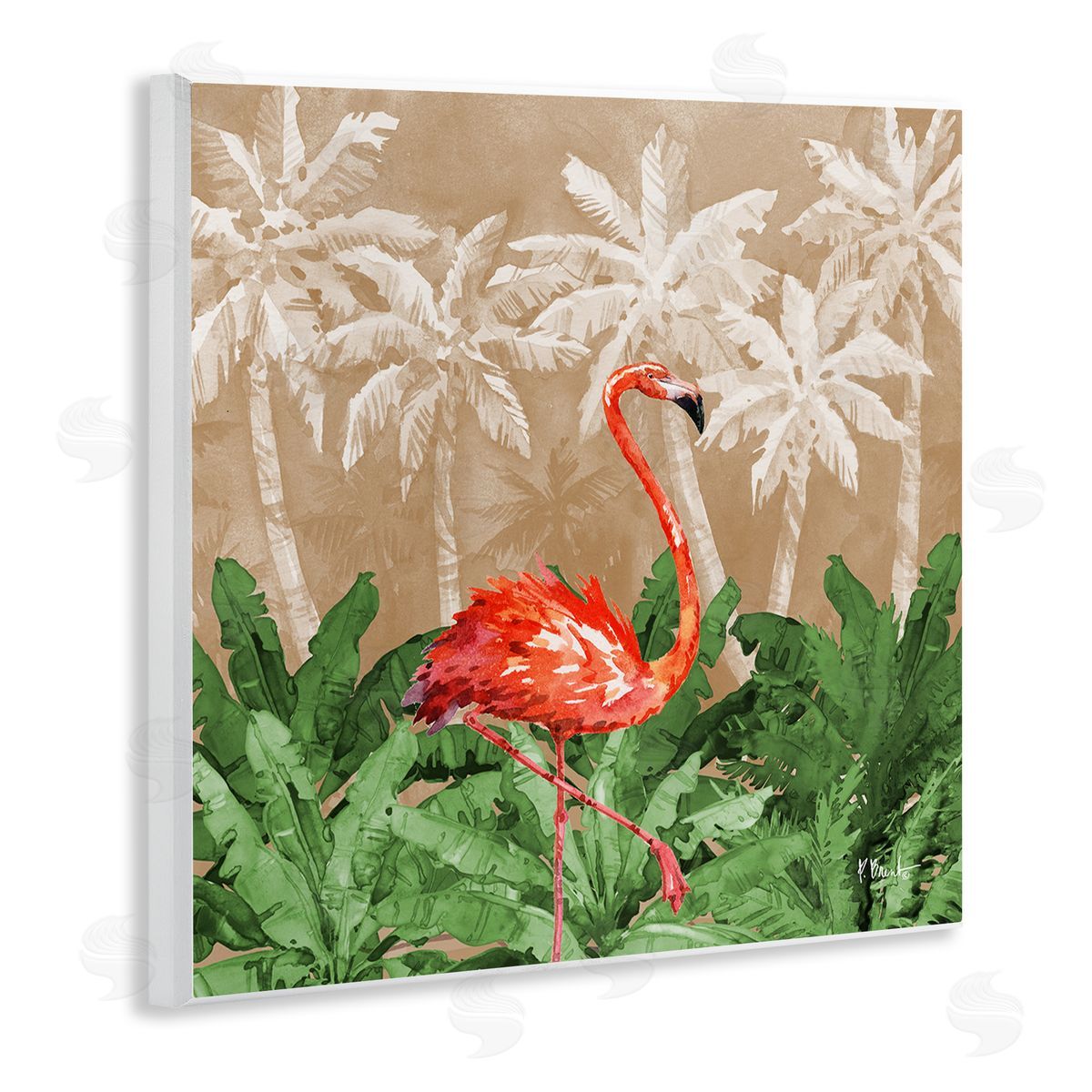 Jungle Life Flamingo Wood Plaque Wall Art, Home Decor by Paul Brent