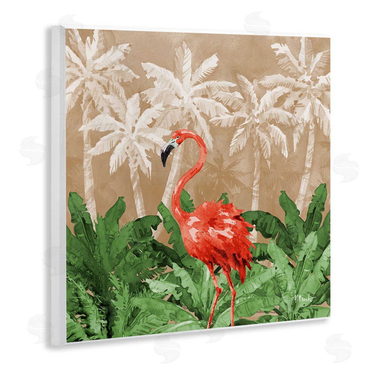 Flamingo Jungle Scenery Wood Plaque Wall Art, Home Decor by Paul Brent