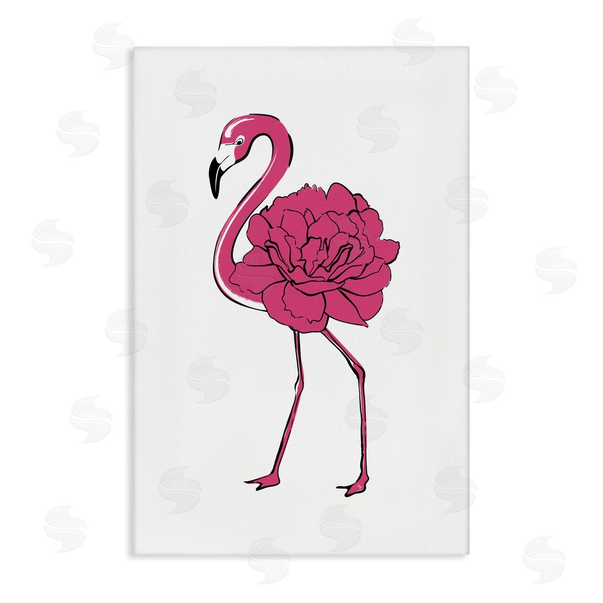 Flamingo Rose Petal Body Canvas Wall Art, Home Decor by Martina Pavlova