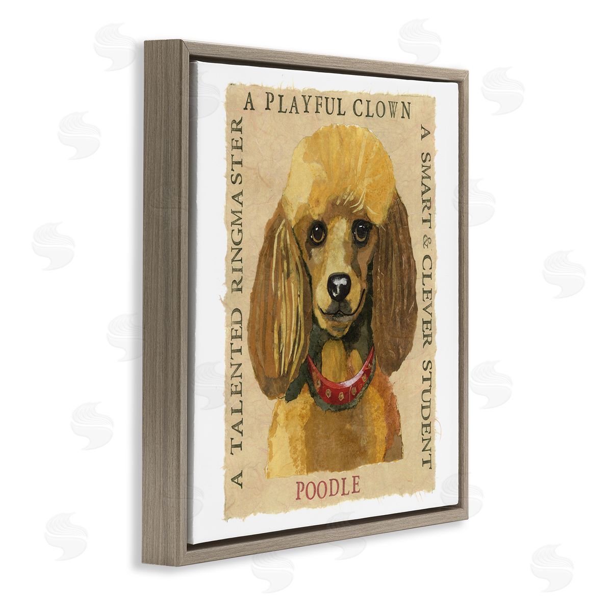 Nancy Overton Fun Poodle Pet Phrases Brown Floating Frame Canvas Wall Art Print