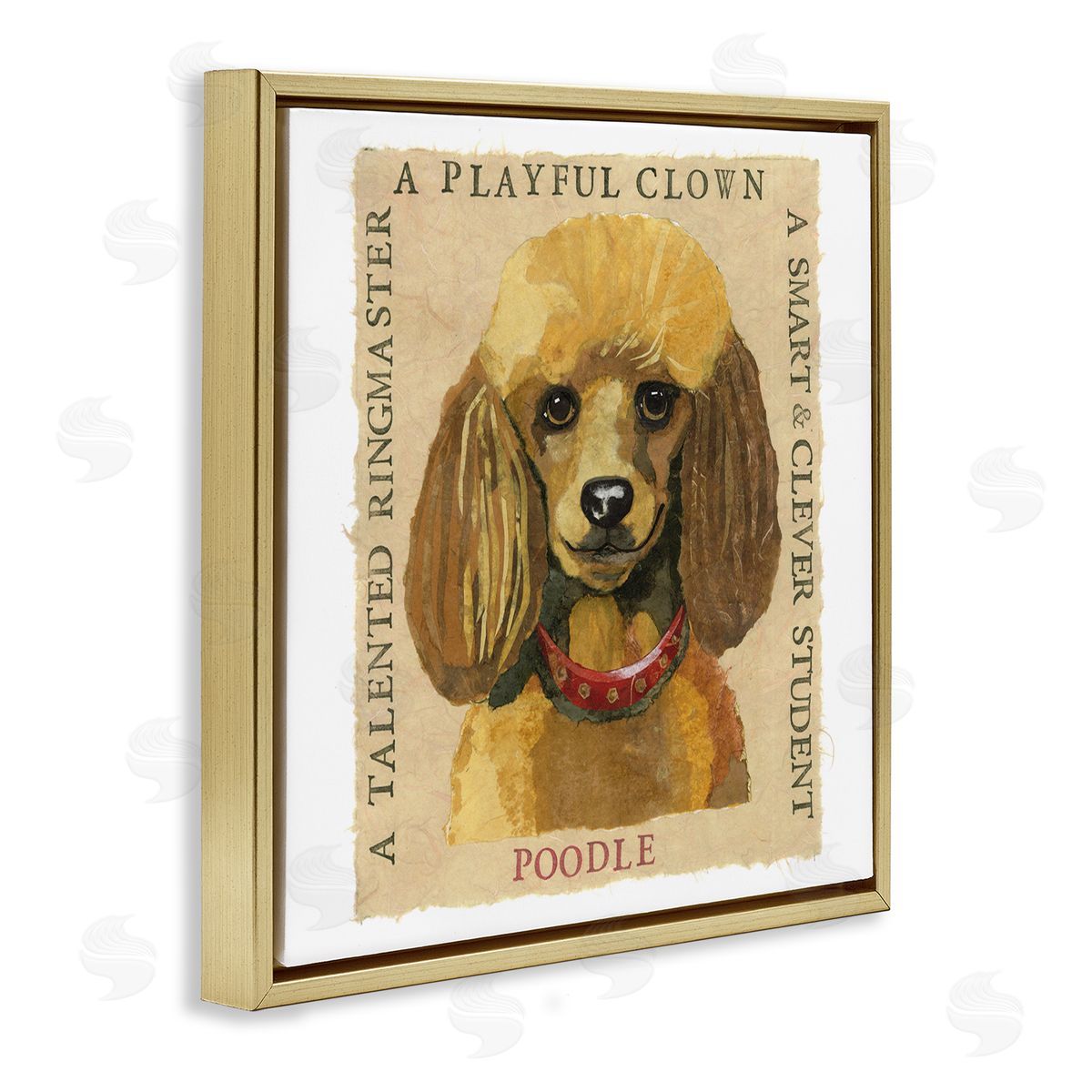 Nancy Overton Fun Poodle Pet Phrases Gold Floating Frame Canvas Wall Art Print