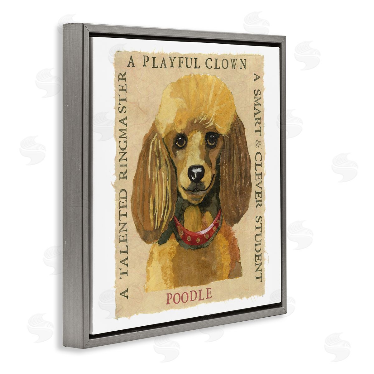 Nancy Overton Fun Poodle Pet Phrases Gray Floating Frame Canvas Wall Art Print