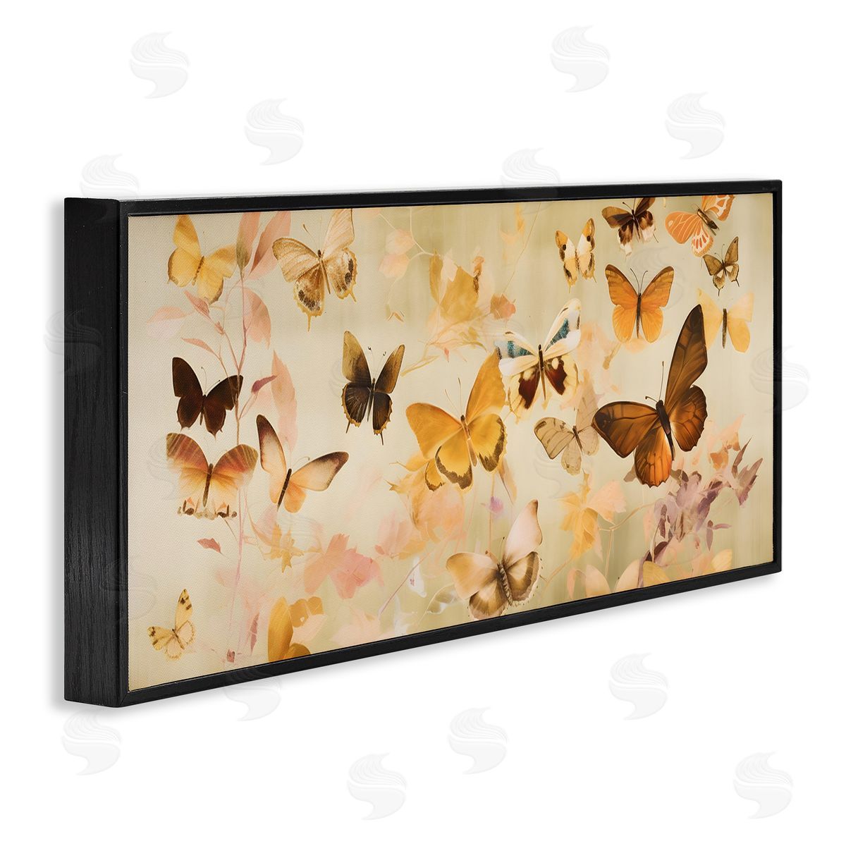 Neutral Butterfly Array Black Frame Print Wall Art, Home Decor by Petal Prints Design