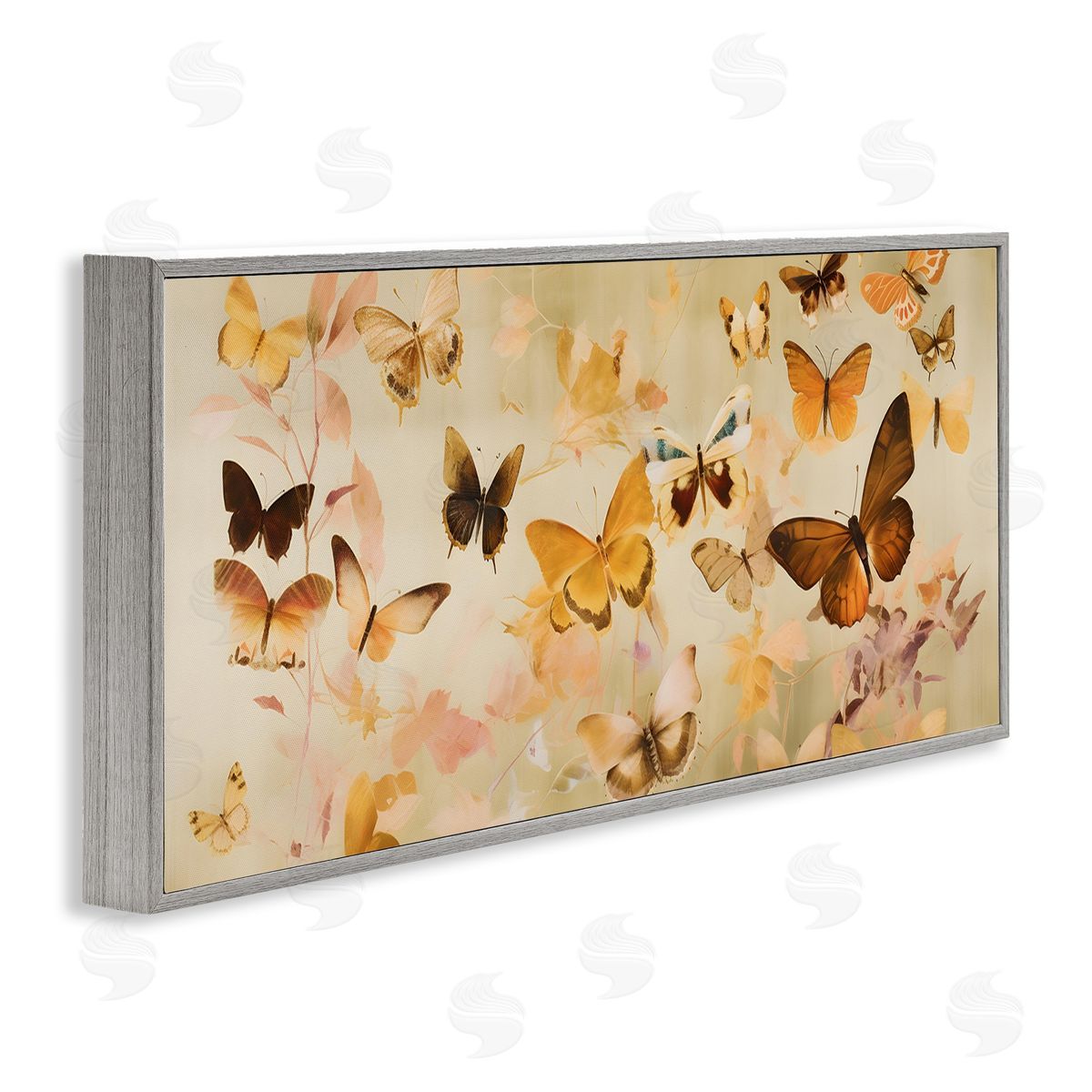 Neutral Butterfly Array Grey Frame Print Wall Art, Home Decor by Petal Prints Design