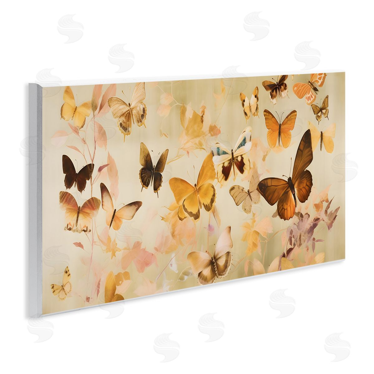 Neutral Butterfly Array Wood Plaque Wall Art, Home Decor by Petal Prints Design
