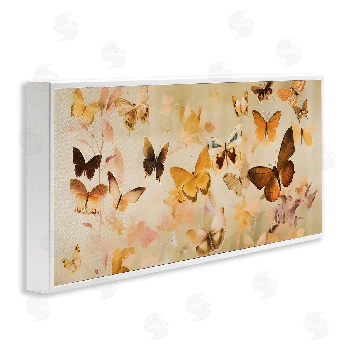 Neutral Butterfly Array White Frame Print Wall Art, Home Decor by Petal Prints Design