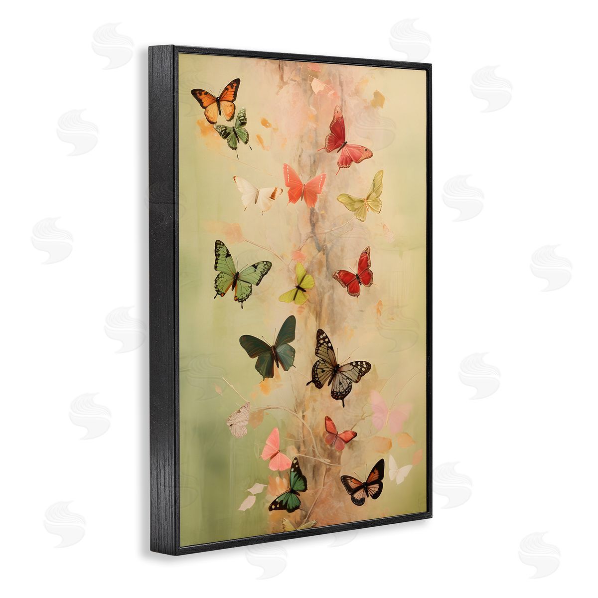 Fluttering Butterfly Array Black Frame Print Wall Art, Home Decor by Petal Prints Design