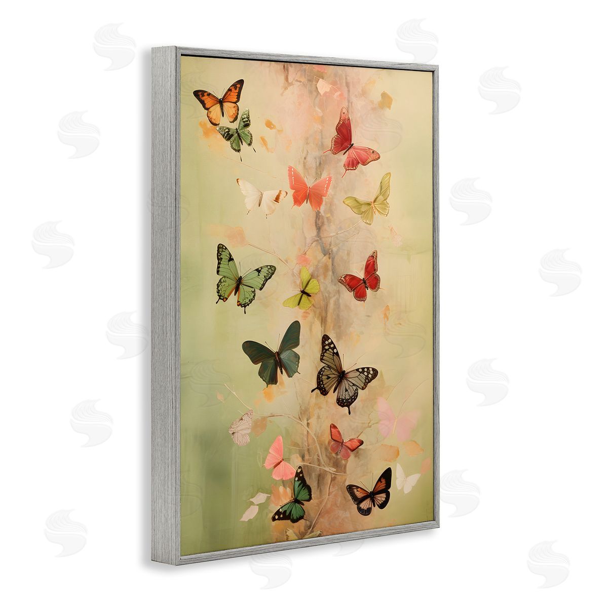 Fluttering Butterfly Array Grey Frame Print Wall Art, Home Decor by Petal Prints Design