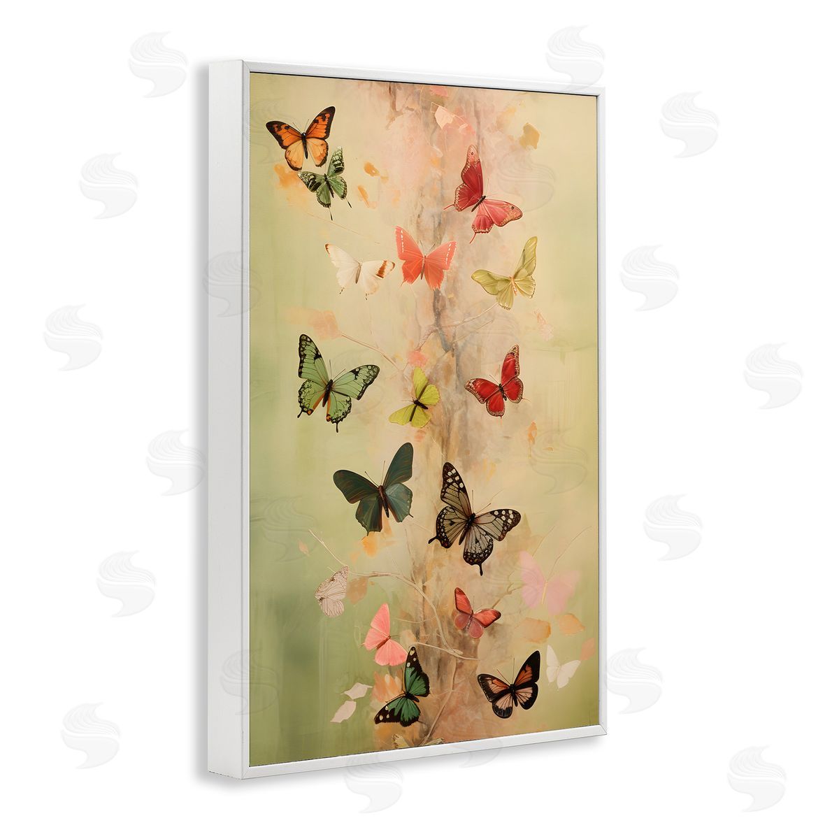 Fluttering Butterfly Array White Frame Print Wall Art, Home Decor by Petal Prints Design