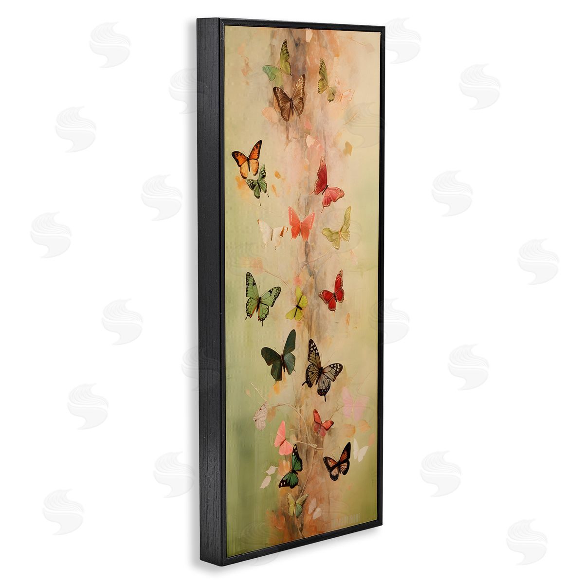 Neutral Butterfly Tower Black Frame Print Wall Art, Home Decor by Petal Prints Design