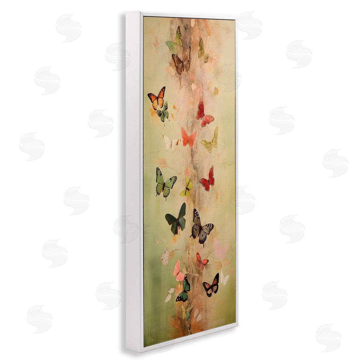Neutral Butterfly Tower White Frame Print Wall Art, Home Decor by Petal Prints Design