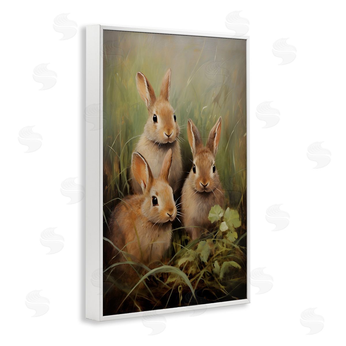 Baby Bunny Trio White Frame Print Wall Art, Home Decor by Petal Prints Design