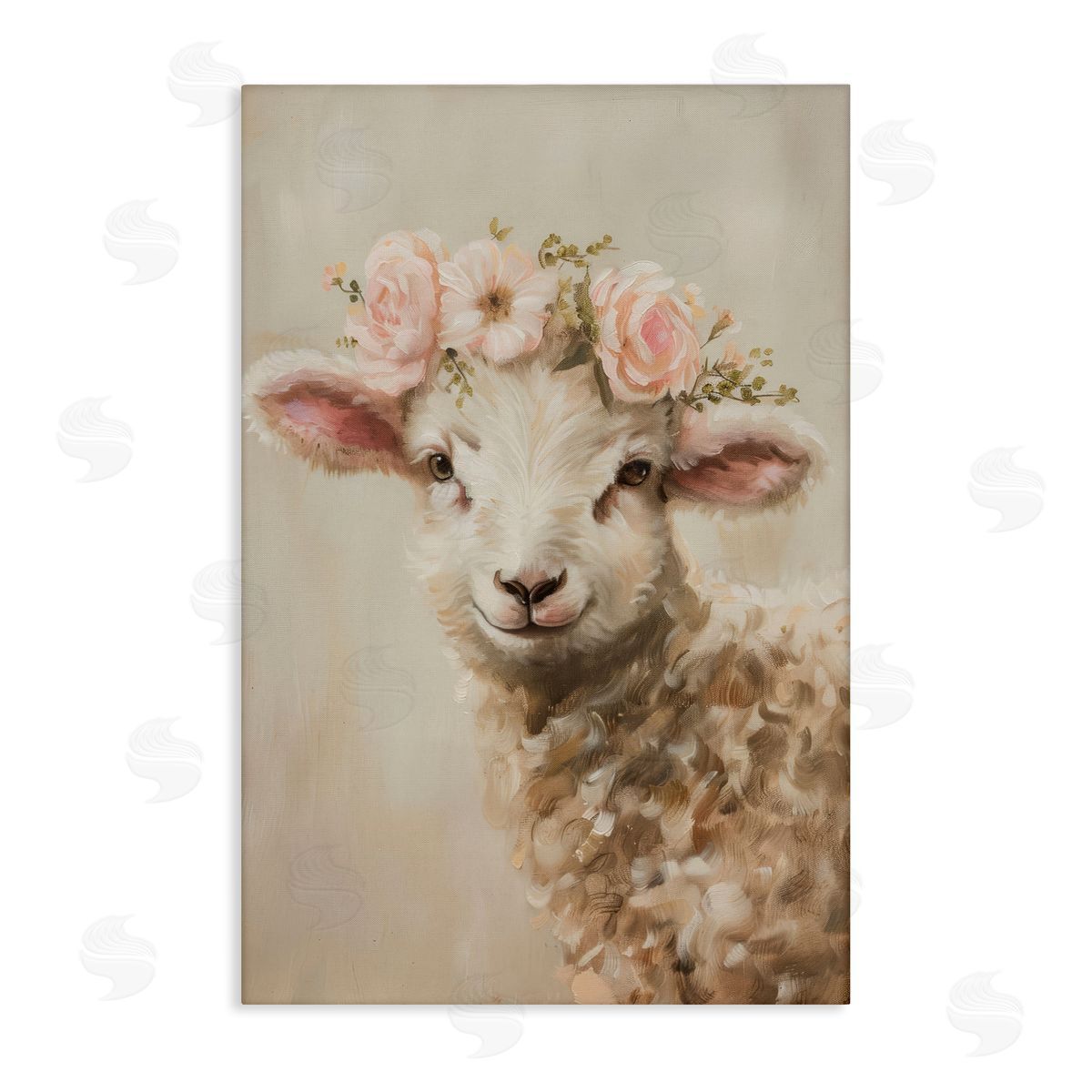 Soft Floral Lamb Canvas Wall Art, Home Decor by Petals Prints Design