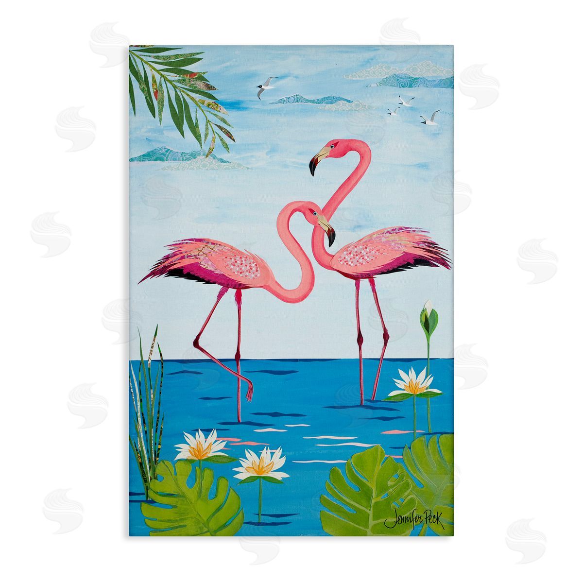 Pretty In Pink Flamingos Canvas Wall Art, Home Decor by Jennifer Peck