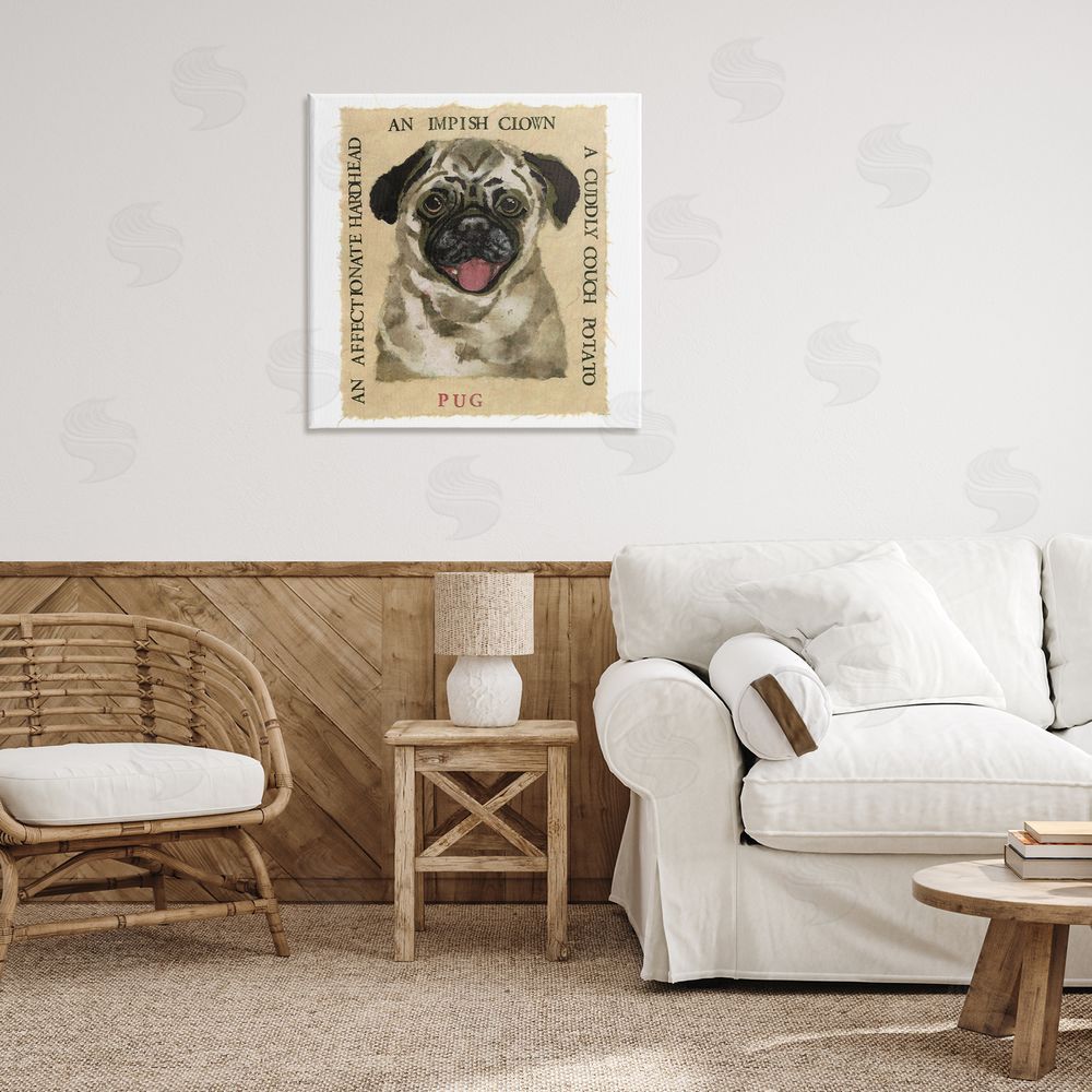 Nancy Overton Fun Pug Pet Phrases Canvas Wall Art Print in Room