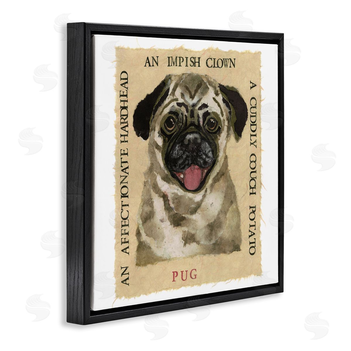 Nancy Overton Fun Pug Pet Phrases Black Floating Frame Canvas Wall Art Print