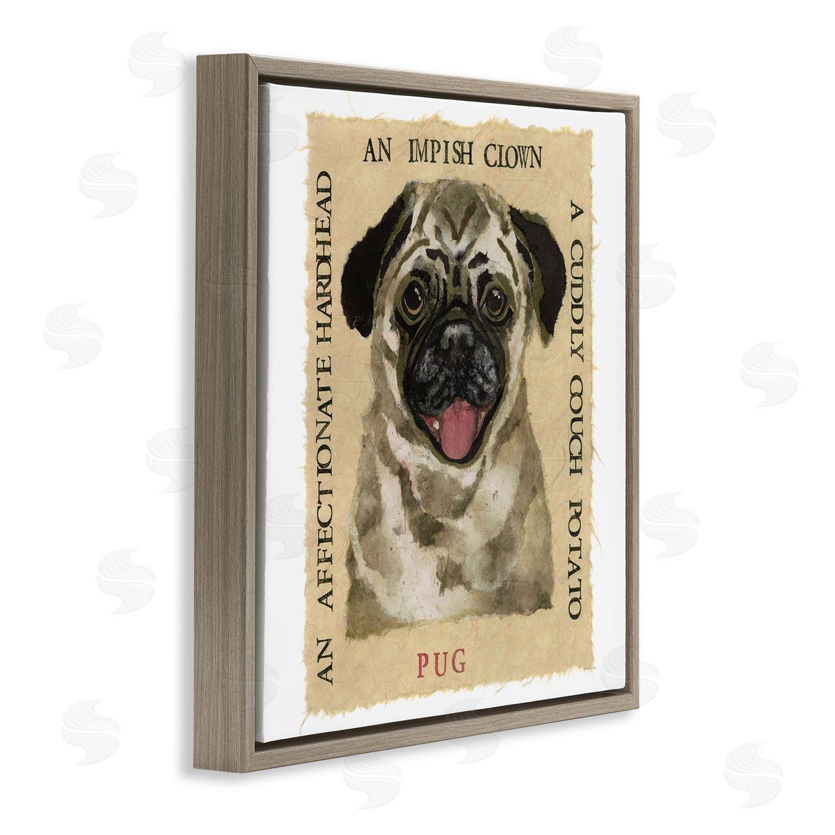 Nancy Overton Fun Pug Pet Phrases Brown Floating Frame Canvas Wall Art Print