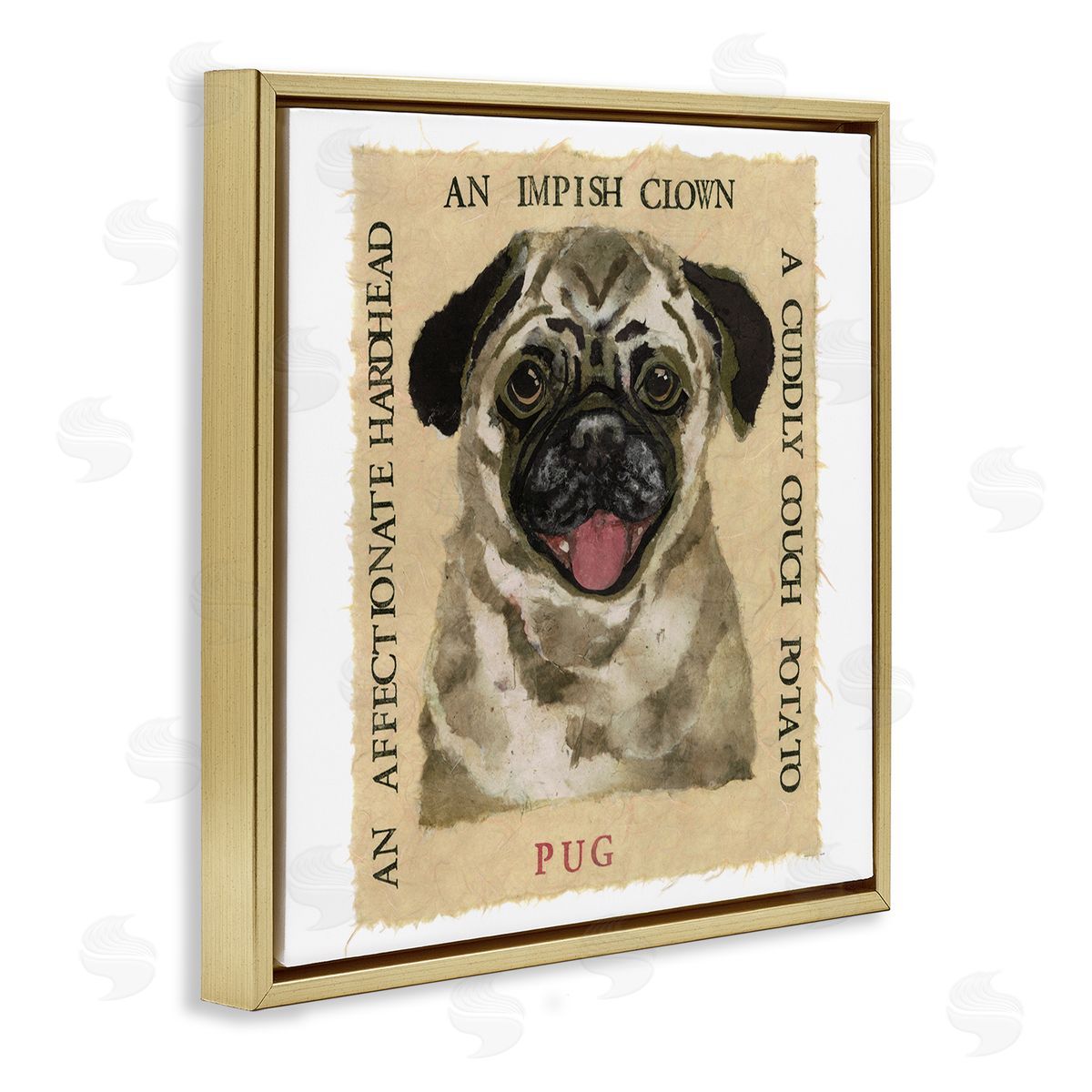 Nancy Overton Fun Pug Pet Phrases Gold Floating Frame Canvas Wall Art Print