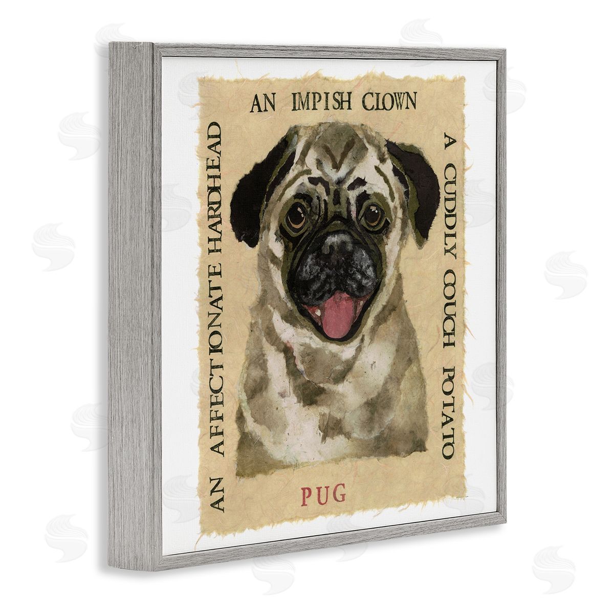 Nancy Overton Fun Pug Pet Phrases Gray Framed Giclee Wall Art Print