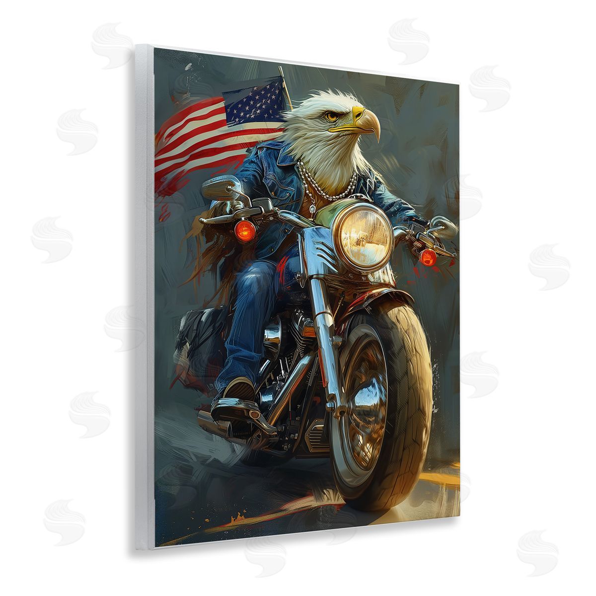Patriotic Eagle Motorcycle Wood Plaque Wall Art, Home Decor by Ray Heere
