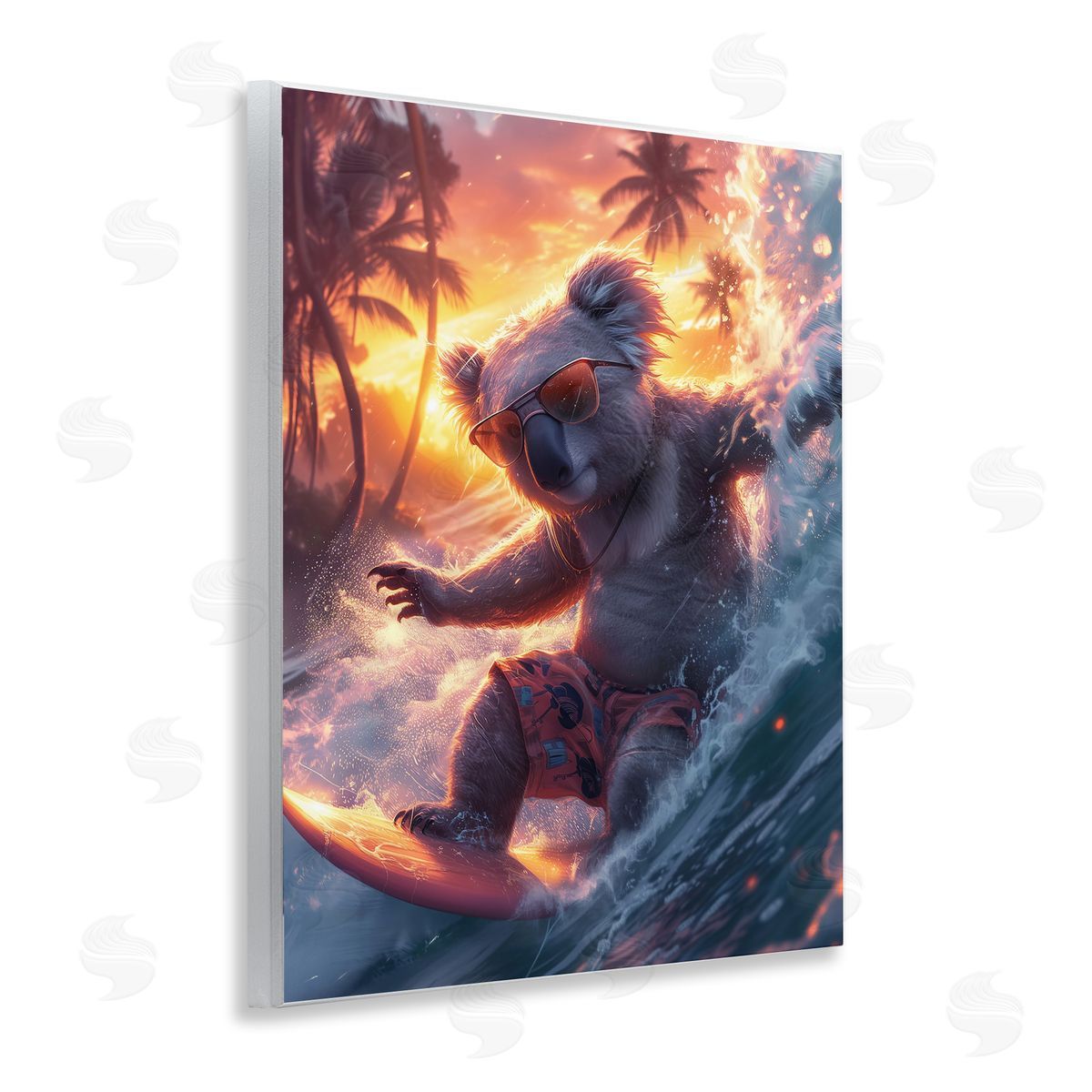 Surfing Tropical Koala Wood Plaque Wall Art, Home Decor by Ray Heere