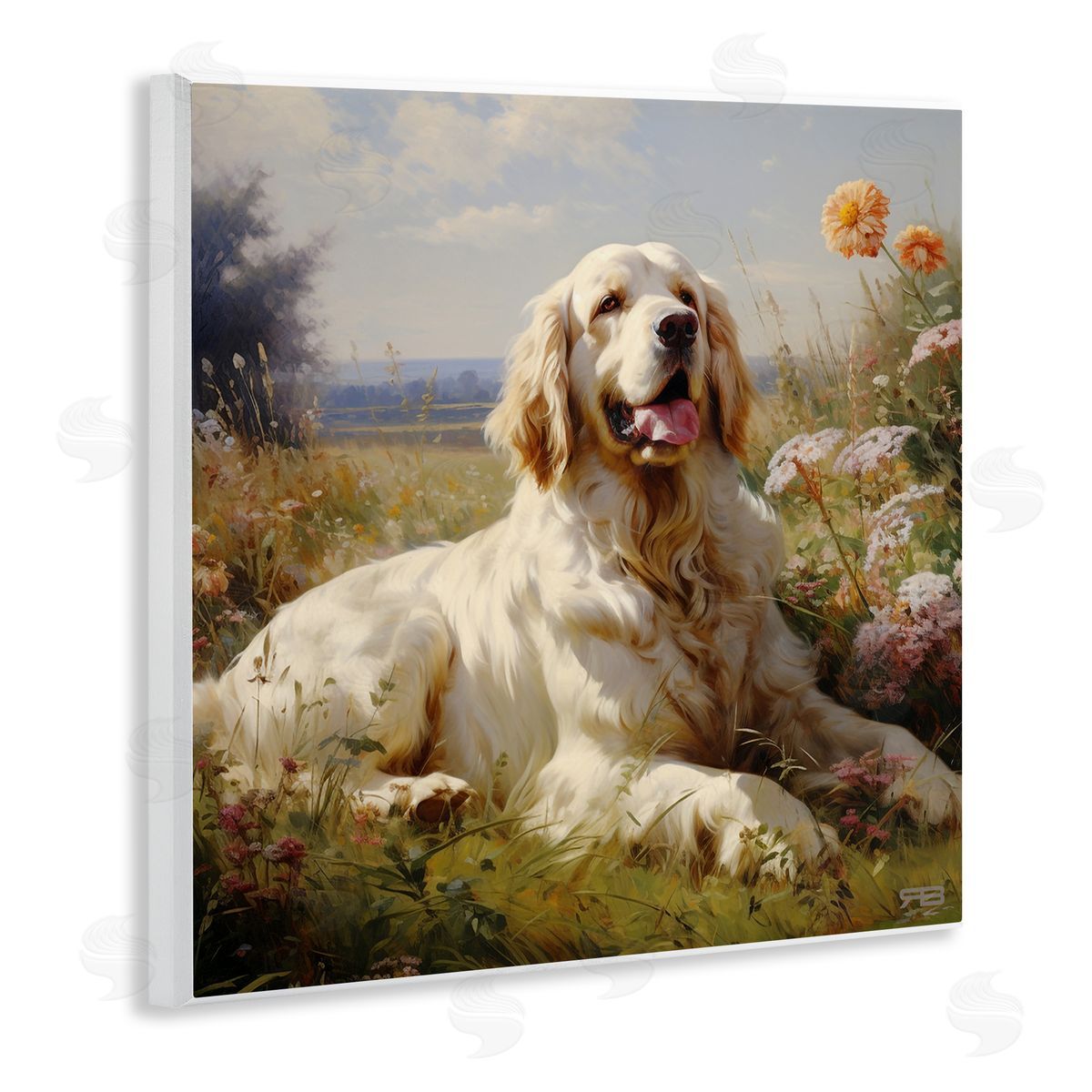 Calm Golden Retriever Landscape Wood Plaque Wall Art, Home Decor by Roozbeh Bahramali