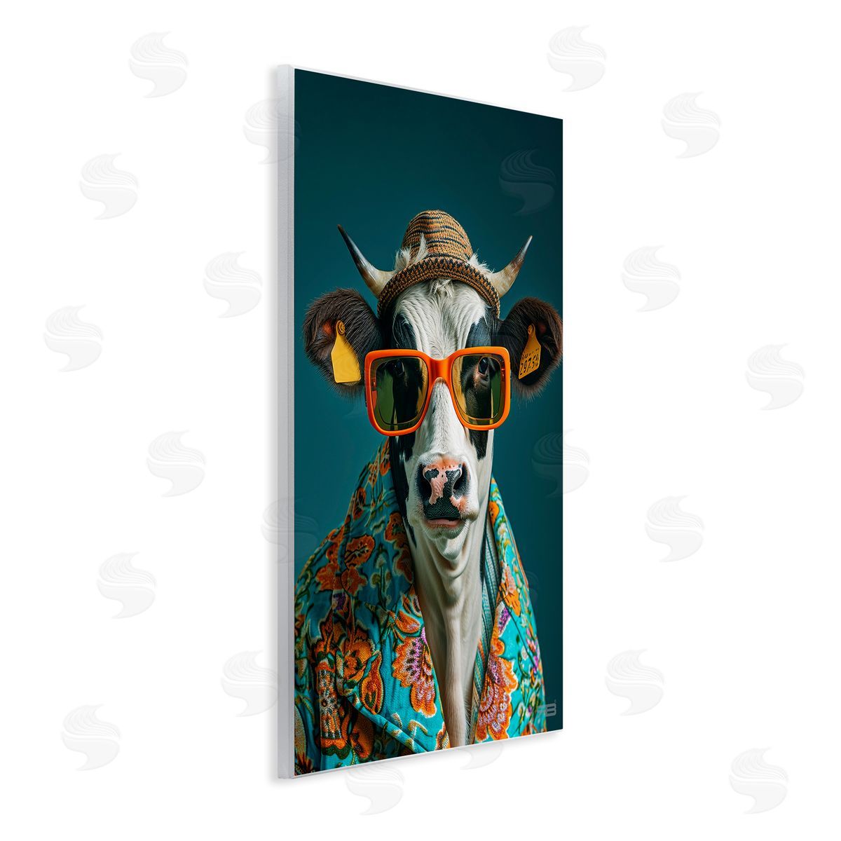 Cool Trendy Cow Wood Plaque Wall Art, Home Decor by Roozbeh Bahramali
