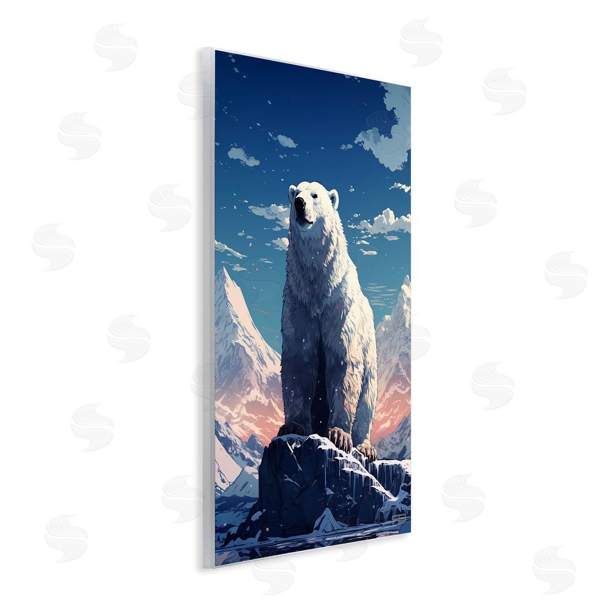 Snowy Polar Bear Wood Plaque Wall Art, Home Decor by Roozbeh Bahramali